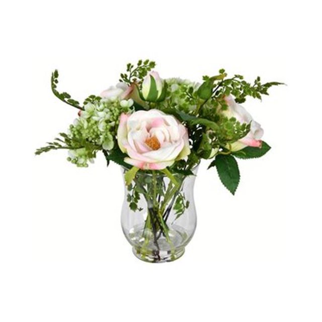 Vickerman F210779 Bouquet de Roses 7 Po. Ensemble de Cubes en Verre, Rose - 3 Pcs