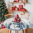thumbnail image 3 of Round Table Cloth with Elastic Fitted Edged, Christmas Snowman Xmas Tree Waterproof Tablecloth for 55"-60" Tables Winter Snowflake Scenery Wipeable Indoor Table Cover for Kitchen Picnic Camping, 3 of 9
