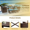 thumbnail image 5 of Vineego 9-Pieces Traditional Steel Durable Dining Furniture Sets Blue, 5 of 9