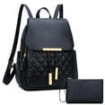 thumbnail image 1 of Mochila KKXIU de cuero acolchado a la moda para mujer, color negro, 1 of 6