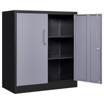 YOSITiuu Storage Cabinet with Doors and Shelves,Display Cabinet with Glass Doors, Freestanding Kitchen Pantry Cabinet with Glass Doors and Shelves for Home Office, Pantry,Kitchen Bathroom