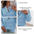 thumbnail image 3 of Blusa de manga larga con cuello en V y botones de bolsillo, color puro, informal, top de moda para mujer, 3 of 4