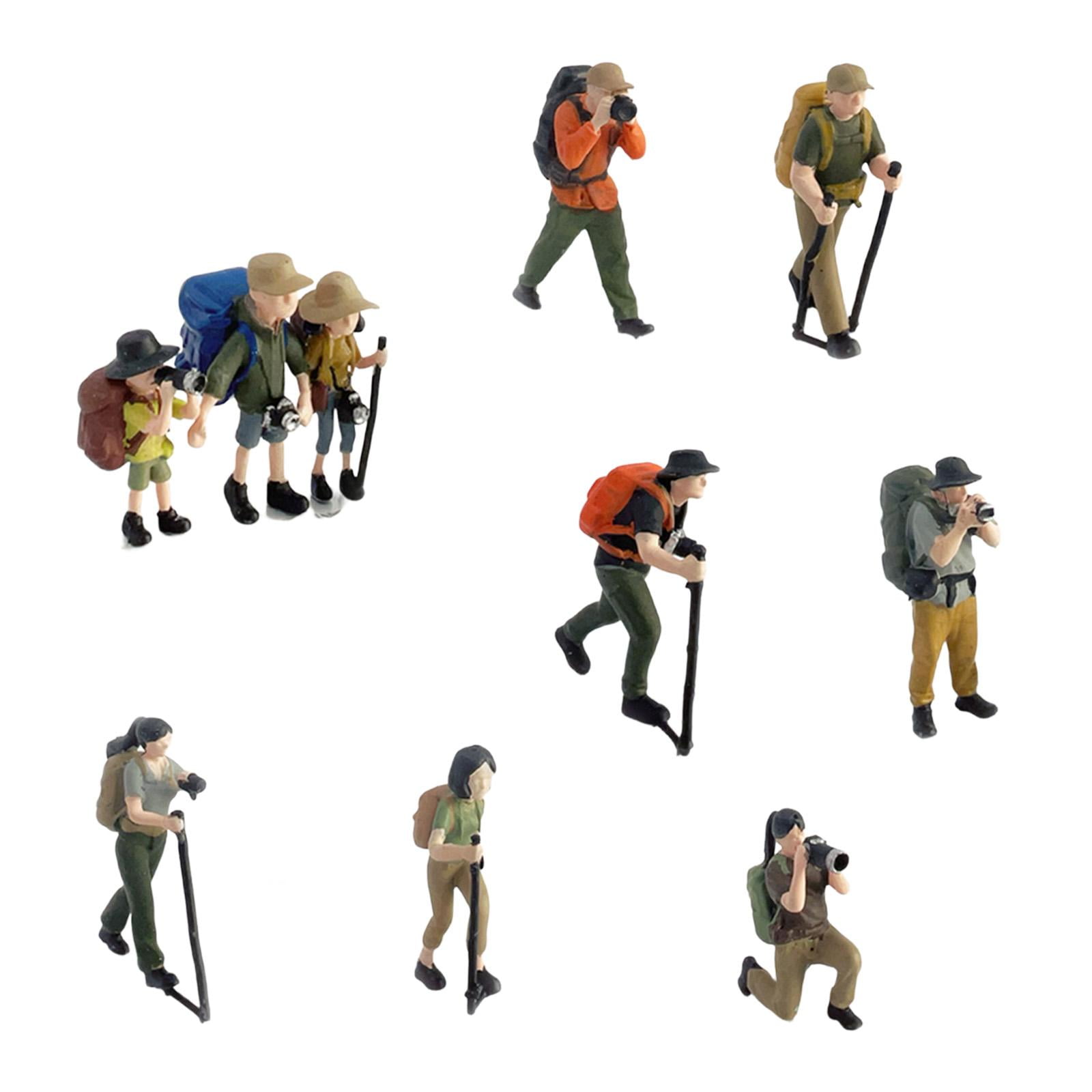 9 Pieces Tiny People Diorama Model Resin Hand Painted Detail for Mountaineer Scene Display Car Photography