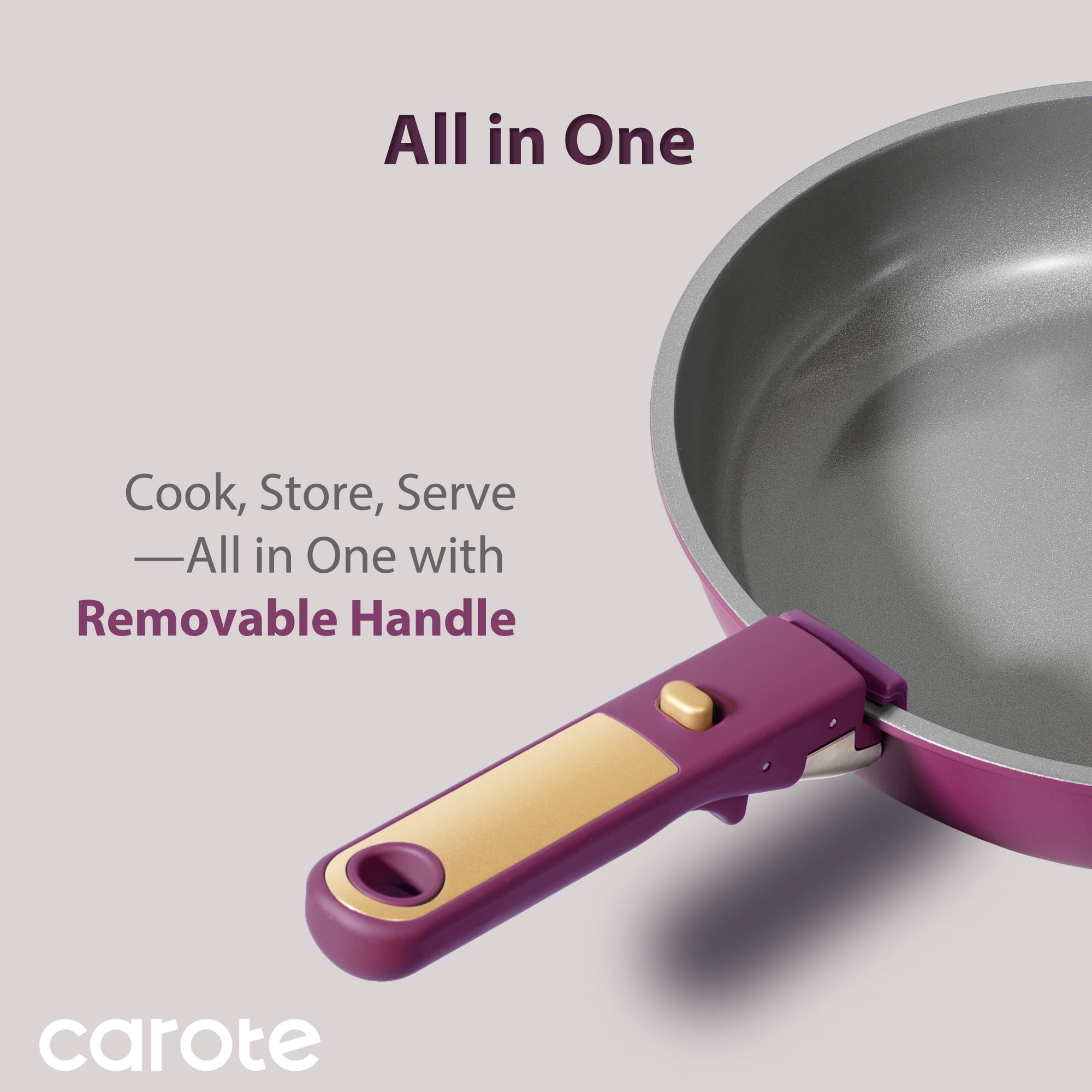Carote 21-Piece Nonstick Pots and Pans Set, Kitchen Cookware Set with Detachable Handle, Induction Compatible, Purple