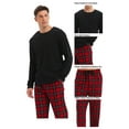 thumbnail image 4 of GLOBAL Men's 100% Cotton 2-Piece Flannel Pajama Sets - Crew Neck Knit Top Flannel Pants (S-XXL) | Soft, Breathable Sleepwear for Men, 4 of 5