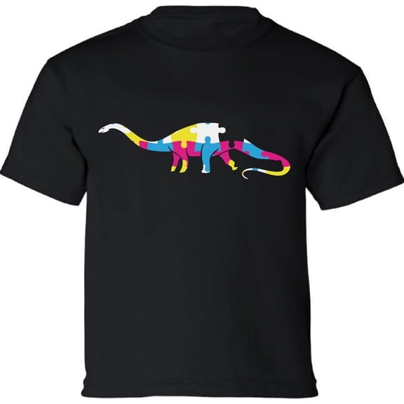 Autism Awareness Dinosaur Puzzle T-shirt XS S M L XL Graphic T-Shirt for Kids Youth Tee for Boys Girls