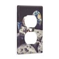 thumbnail image 2 of Yayeee Duplex Wall Plate 1-Gang 4.5"x2.7" Home Receptacle Light Switch Decorative Outlet Cover, Beige Astronaut, 2 of 7