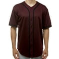 thumbnail image 4 of JC DISTRO Men's Short Sleeve Plain Button Down Baseball Jersey Team Jersey Burgundy 2XLarge, 4 of 5