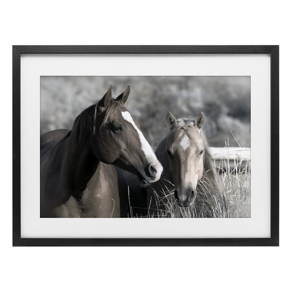 Stupell Industries Rustic Lodge Content Horses In Pasture Black Framed Print Under Glass, 20 x 14, by Danita Delimont
