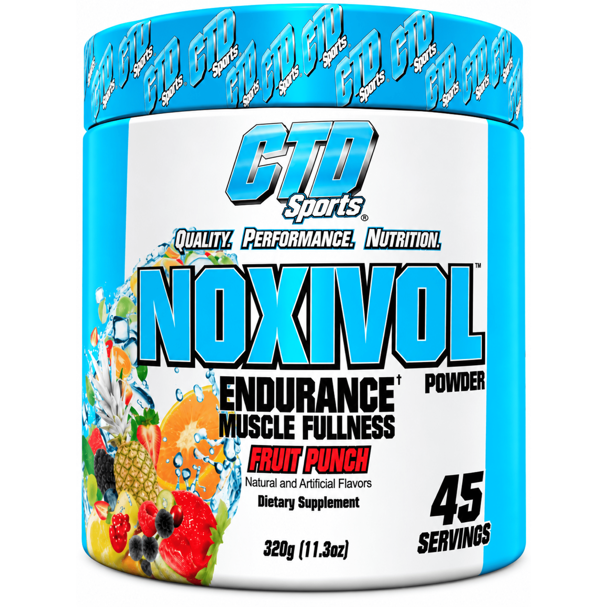 CTD Sports Noxivol Powder Fruit Punch Flavor - Nitric Oxide Booster - Enhanced Performance and Muscle Growth - 45 Servings