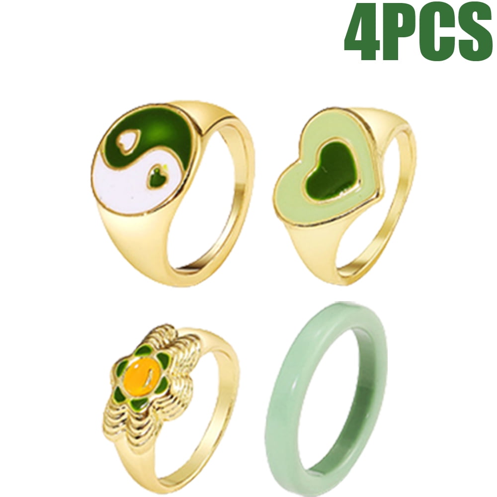 15PCS Alloy Plastic Rings for Women Girls, Acrylic Resin, Alloy, Crystal  Aventurine
