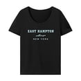 thumbnail image 1 of Camiseta para mujer de verano casual de moda con cuello redondo para acampar, trabajo, deportes de playa Negro, 1 of 7