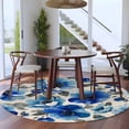 thumbnail image 4 of Round Area Rug 8 Ft, Blue Flowers Washable Non-Slip Circle Carpet for Living Room/Bedroom, Spring Watercolor Floral Leaves Plants Beige Collection Low-Profile Large Area Rugs for Indoor, 4 of 7