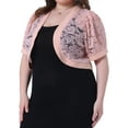 thumbnail image 2 of DARING DIVA Women's Plus Cropped Cardigans Floral Lace Bolero Shrugs 2X Pink, 2 of 6