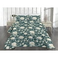 thumbnail image 2 of Ambesonne Chrysanthemum Quilted Coverlet 2 Pcs, Jungle Dreamy Leaves, Twin Size, Cream Laurel Green, 2 of 4