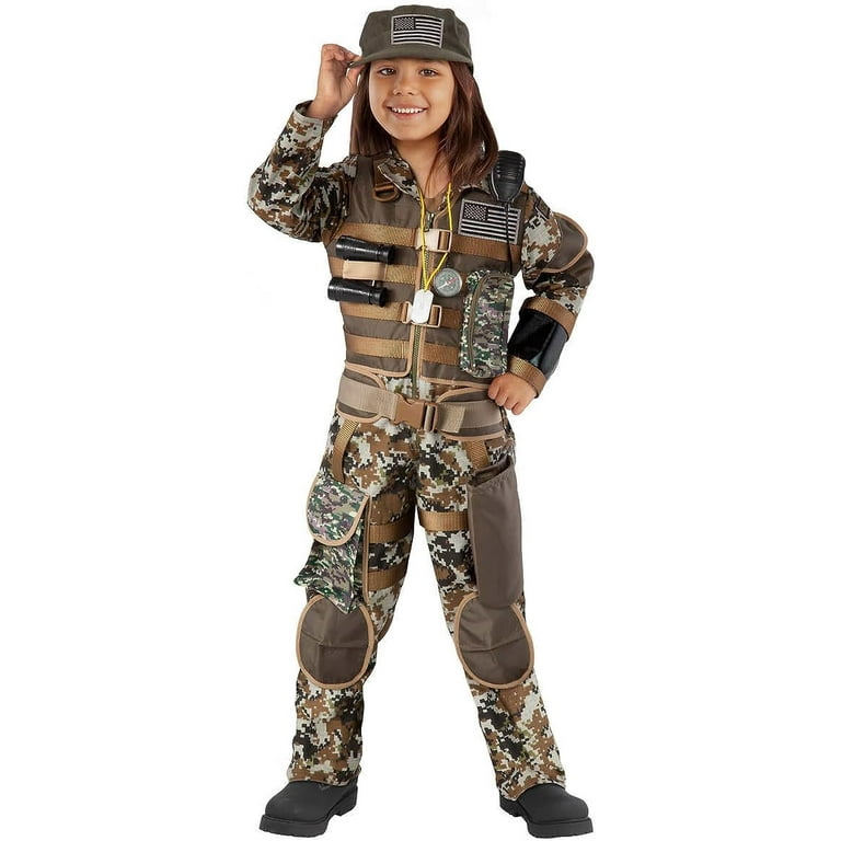  Teetot Adventure Factory Disfraz militar de Halloween para  niños de las fuerzas especiales, overol de camuflaje del ejército, chaleco,  sombrero y accesorios de juguete (S (5/6)) : Ropa, Zapatos y Joyería
