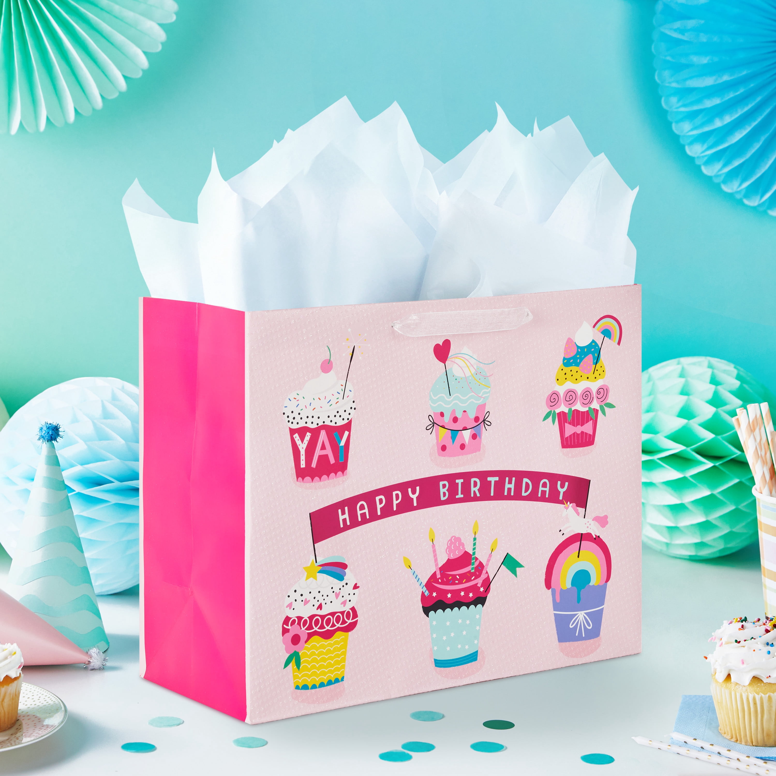 Hallmark Large Horizontal Birthday Gift Bag (Colorful Cupcakes)
