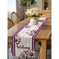 thumbnail image 6 of 4th of July Daisy Flower White Wood Table Runner 13x72in Non-Slip Cotton Linen Table Runners, Summer Floral Red Blue Grid Dresser Scarves TableRunner for Dinner Kitchen Dining Wedding Party, 6 of 9