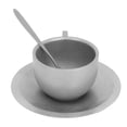 thumbnail image 3 of Kit de taza de café con aislamiento de acero inoxidable con tapete para cuchara Taza de café retro de doble capa para acampar en casa 180 ml, 3 of 10