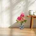 thumbnail image 4 of Artificial Plant Rose Bonsai Small Potted Fake Silk Flower Real Touch Decor for Desk Workspace Office Living Room Bedroom Home House Indoor Decoration Desktop Table Centerpiece, 4 of 6