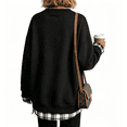 thumbnail image 3 of Women's Crew Neck Sweatshirt Long Sleeve Oversized Cozy Fleece Pullover Casual Loose Fit Winter Fall Layered Detail Top, 3 of 3