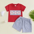 thumbnail image 2 of KPOPLK Toddler Baby Boy Summer Outfit for 1t 2t 3t 4t 5t Short Sleeve T Shirt Top Casual Shorts Set Infant Newborn Clothes 6 12 18 24 Month 2T(4-5 Years,Red), 2 of 5