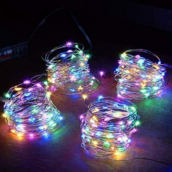 Guirnalda de luces navideñas Abkshine 50 LED colorido Funciona con pilas