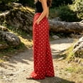 thumbnail image 5 of MVRLSH Women's Wide Leg Pants Gradient Elastic Waist Nine Inch Loose Trousers Decorated With Button Side Pocket Details Stretch Dress Casual Flowy Palazzo Pants Red - M, 5 of 6