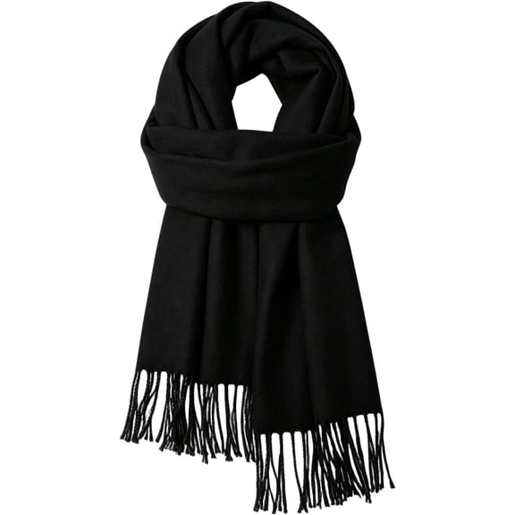 Winter Warm Scarf for Women Tassel Shawl Wrap Lightweight Solid Color Scarf