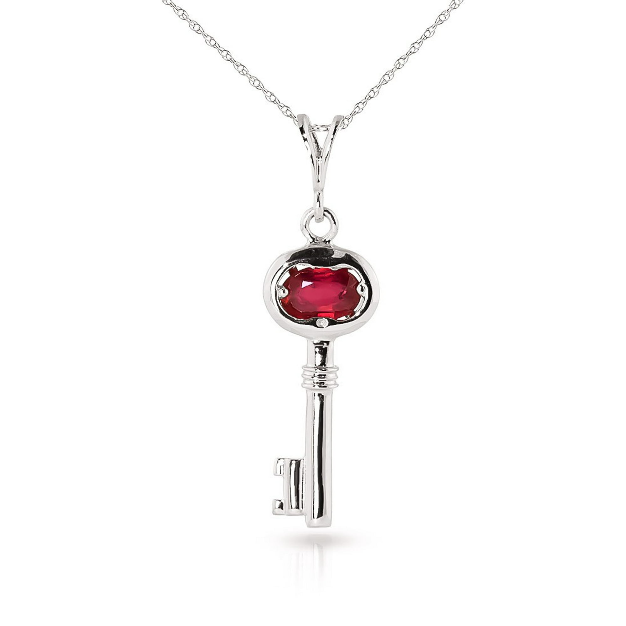Galaxy Gold 14K Solid Gold 0.5 Carat Natural Ruby Pendant Necklace for Women - White Gold Fine Jewelry