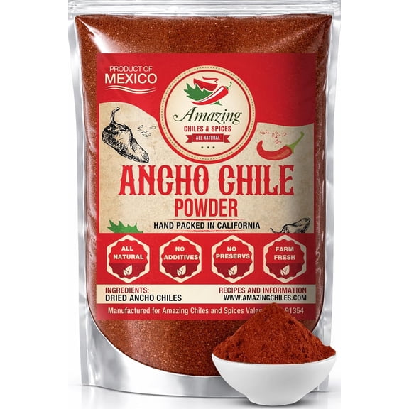 Ancho Chile Powder Ground 4 oz – Natural and Premium, Mild Heat, Sweet & Smoky Flavor By Amazing Chiles & Spices