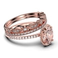 thumbnail image 2 of Gorgeous Minimalist 2.50 Carat Oval Cut Morganite And Diamond Moissanite Engagement Ring, Floral Wedding Ring, Two Matching Band in 925 Sterling Silver With 18k Rose Gold Plating, Gift For Her, 2 of 4