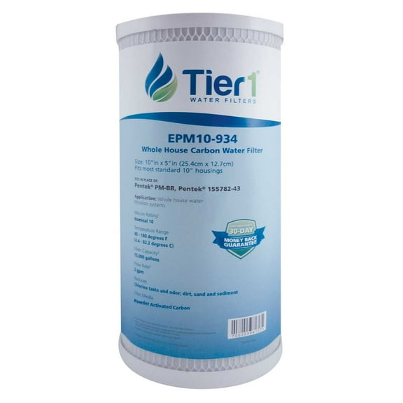 Tier1 10 Micron 10 Inch x 4.5 Inch | Whole House Carbon Block Water Filter Replacement Cartridge | Compatible with Pentek EPM-BB, 155782-43, CB-45-1010, EPM10-934, Home Water Filter