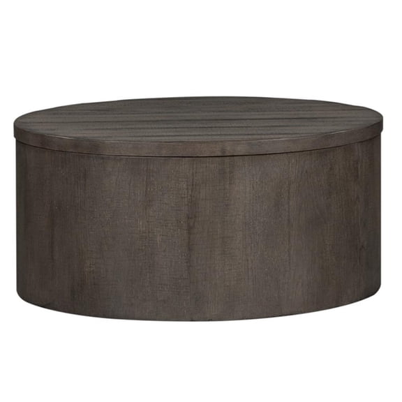 Bowery Hill Modern Wood Drum Cocktail Table in Brown