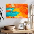 thumbnail image 3 of Elephant Stock Orange And Blue Abstract Wall Art - Horizontal Canvas Wall Art - Living Room Wall Decor - Abstract Canvas - Orange And Turquoise Decor - 24" x 16", 3 of 8