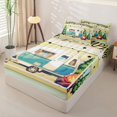 thumbnail image 3 of Homewish Yellow RV Car Campfire Zipper Twin Comforter Sets with Fitted Sheet and 2 Pillowcases, Lodge Cabin Zipper Bedding Set for Men and Women, Stars Reversible, 4pcs, 3 of 6