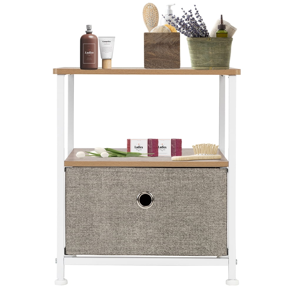 Lowestbest 1-Drawer Nightstand Shelf Storage- Double Layer Bedside Furniture for Home, Bedroom, Office Lowestbest 1-Drawer Nightstand Shelf Storage- Double Layer Bedside Furniture for Home, Bedroom, Office