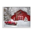 thumbnail image 4 of Red Barn & Truck Powdery Snow Rural Scenery Transportation Painting Framed Art Print Wall Art, 4 of 5