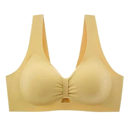 snowsong Nude Bralette Comfortable Bras for Women Women s Solid Elastic Smoothing Comfortable Breathable Seamless Wireless Bras (Clearance) Plus Size Bra Wirefree Push up Bra Yellow XL