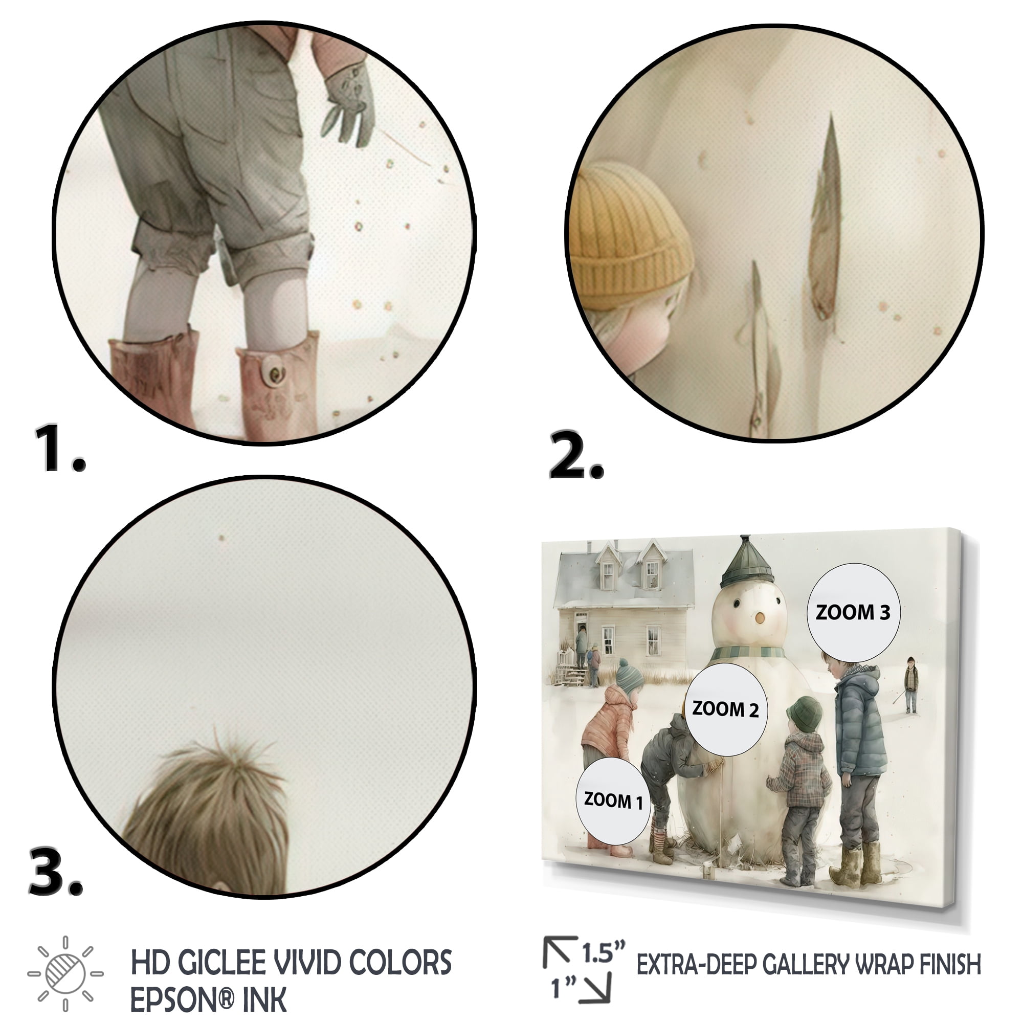 Designart Kids Building A Huge Snowman I Canvas Wall Art