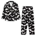 thumbnail image 5 of Garronmavis Halloween Pajamas for Women Long Sleeve Sleepwear Bats Printed Cozy Soft Lounge Sets Button-Down Nightwear Fits for Fall & Winter, 5 of 7