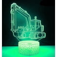 thumbnail image 4 of YSTIAN 3D Excavator Night Light Lamp Illusion 7 Color Changing Touch Switch Table Desk Decoration Lamps Acrylic Flat ABS Base USB Cable Birthday Gift Toys, 4 of 4