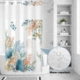 thumbnail image 2 of No Hook Shower Curtain, Beach Coastal Shower Curtains for Bathroom with See Through Top Window, Summer Nautical Coral Shell Botanical Waterproof & Washable Bath Curtain Narrow 54"x78", 2 of 9