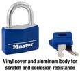 thumbnail image 3 of Master Lock Laminated Padlock with Brass Body and Blue Cover, Key Lock Type, 3 of 5