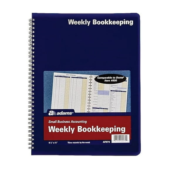Adams® Weekly Bookkeeping Book, 8 1/2" x 11", Blue