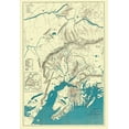 thumbnail image 2 of Sleem 14x18 Gold Ornate Wood Framed with Double Matting Museum Art Print Titled - Alaska Central Portion - Sleem 1910, 2 of 4