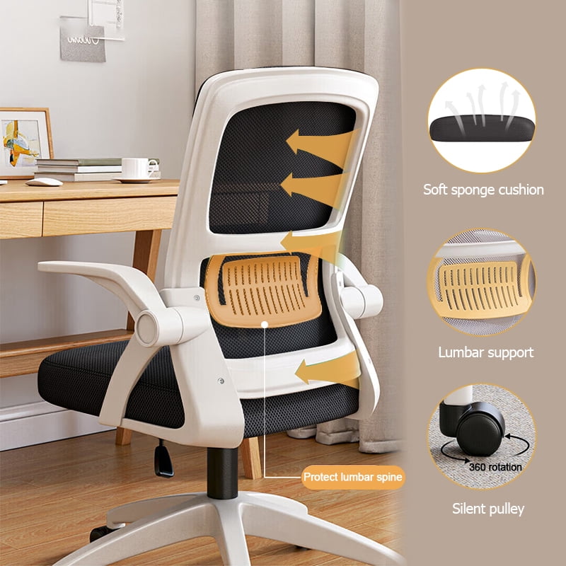 WXJHL Home Office Chair Ergonomic Desk Chair Breathable Mesh Chair High Back Desk Chair with Adjustable Height,Swivel Chair with Flip-Up Arms and Lumbar Support