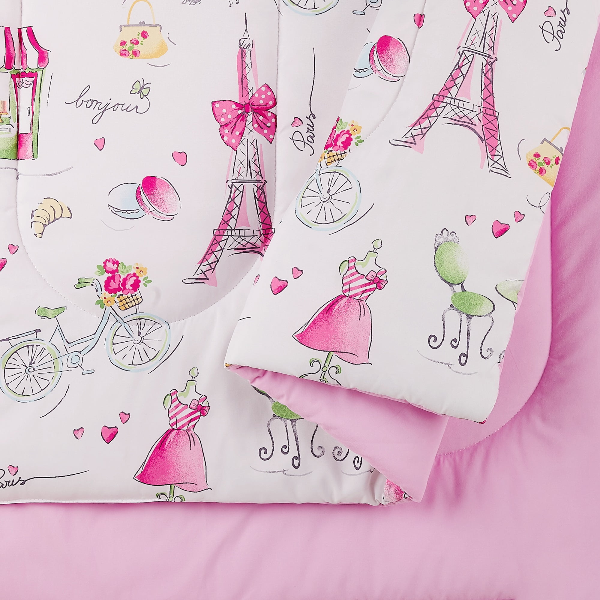 Urban Playground Kids and Teens Pretty in Paris Pink 2-Piece Comforter Set, Twin/Twin XL