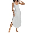 thumbnail image 1 of Vestido Largo de Manga Larga para las Mujeres Color Sólido Cuello Redondo Suelto Medio Ternera Vestido de Noche, Vestido Casual de Manga Larga para las Mujeres, 1 of 5