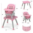 thumbnail image 6 of INFANS 8 in 1 Baby High Chair, Convertible Highchair for Babies and Toddlers, Infant Dining Booster Seat, Building Block Table, Kids Stool Table Chair Set with Removable Tray (Pink), 6 of 9